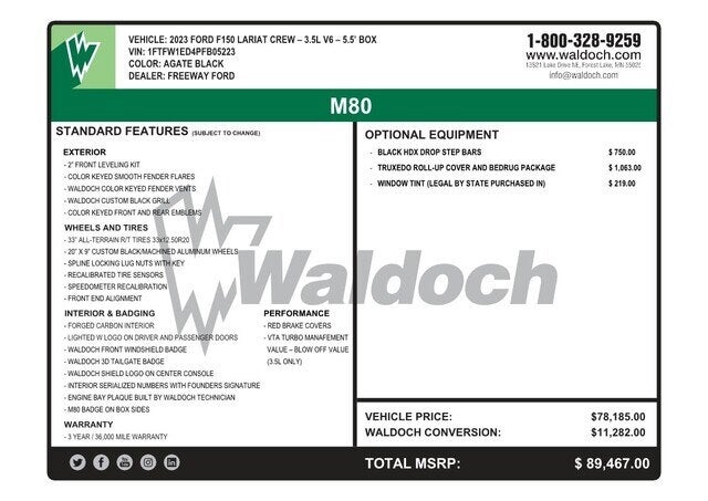 2023 Ford F-150 Lariat Waldoch M80 Edition